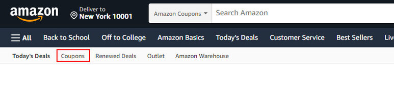 Amazon Coupons - Lading page