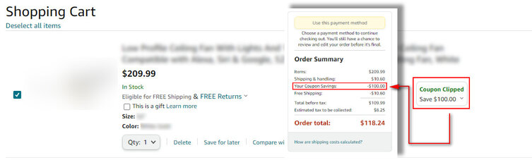 Amazon Coupon - Shopping Cart